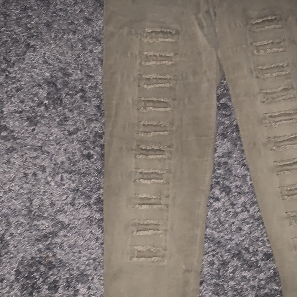 Tan Jeans W/ Patched Rips - Picture 2 of 5